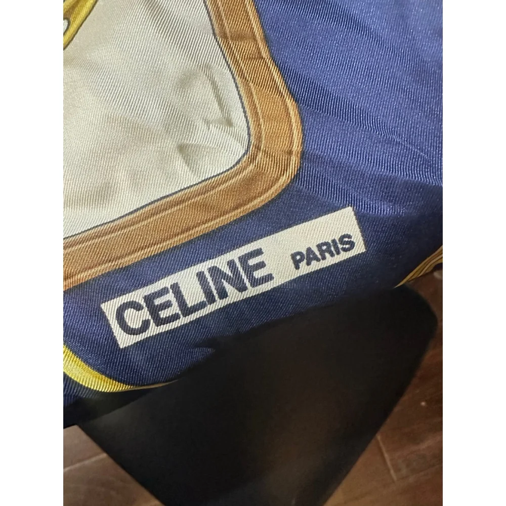 Women's Celine One Size Red Gold Equestrian Silk Scarf